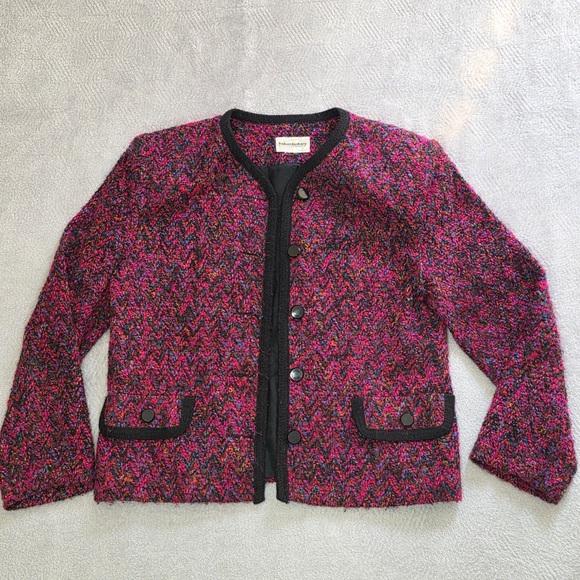 Haberdashery Vintage Tweed Jacket Pink/Black S/M - Picture 1 of 7